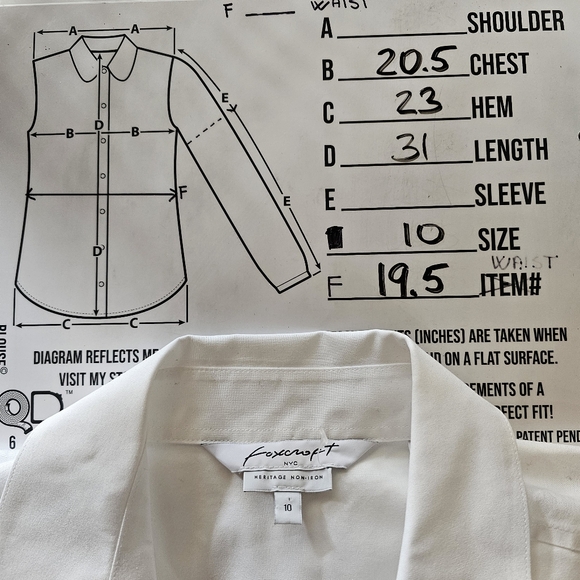 FOXCROFT NYC Heritage Non-Iron White Cotton Sleeveless Button Up Tunic Top~10 - Picture 10 of 10